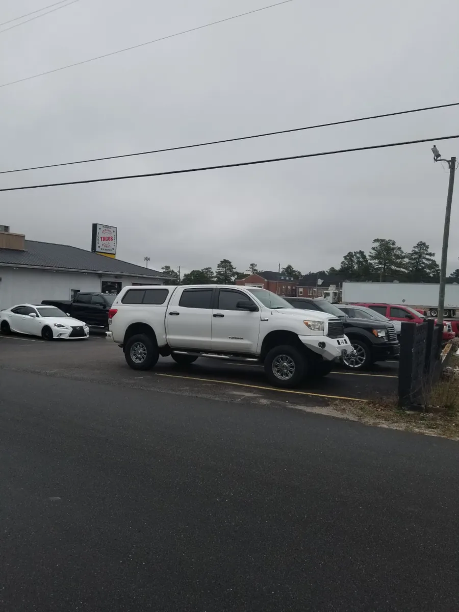 Parking area outside Armored Tacos and Grill in Spring Lake NC